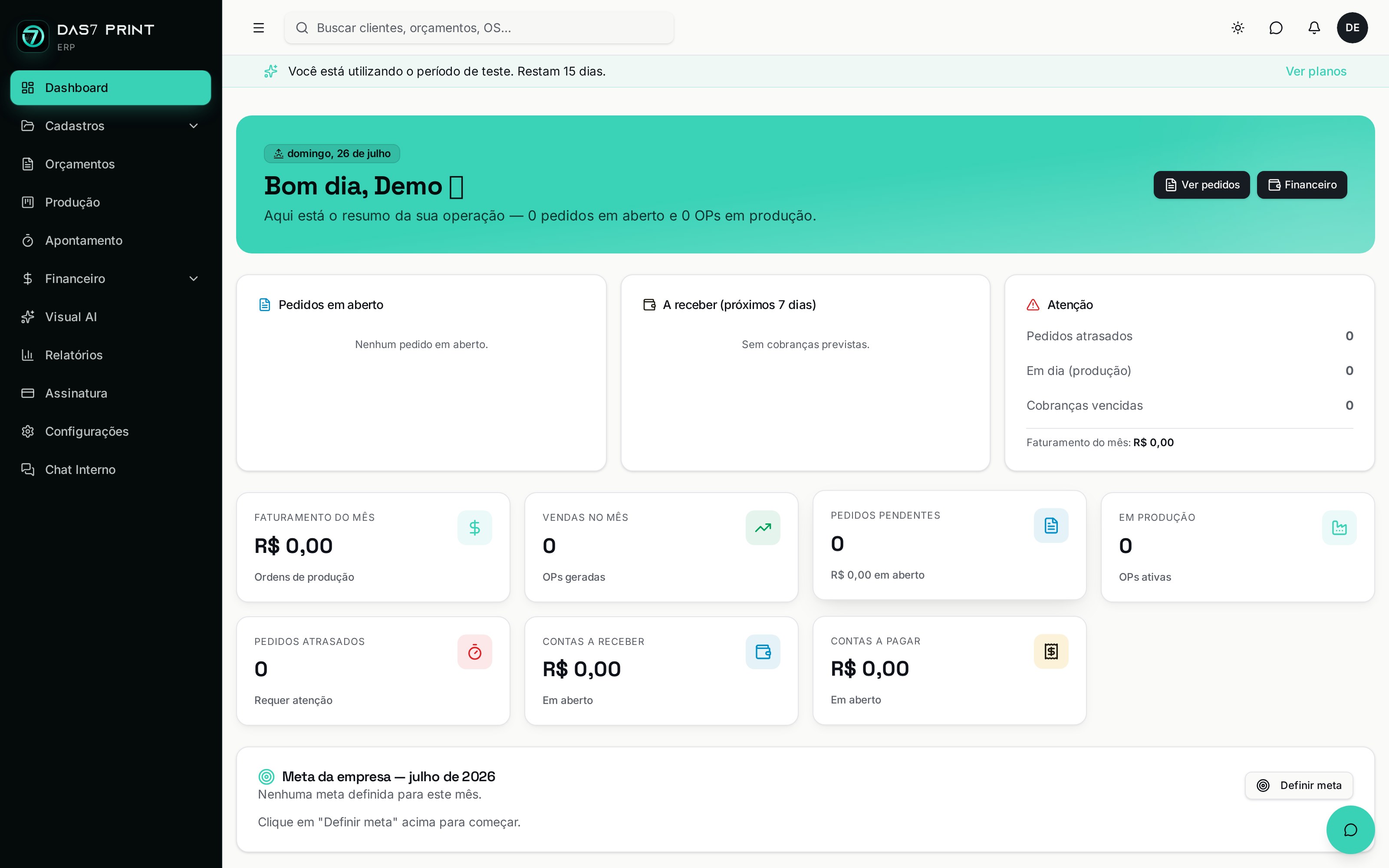 Dashboard DAS7 Print ERP